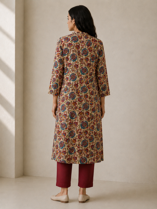 Opn Fold printed silk kurta, back view
