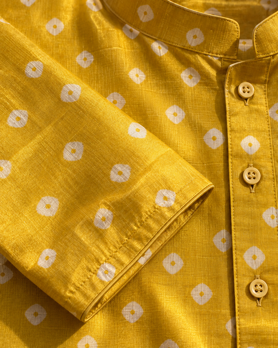 Mustard Long Mandarin Collar Kurta