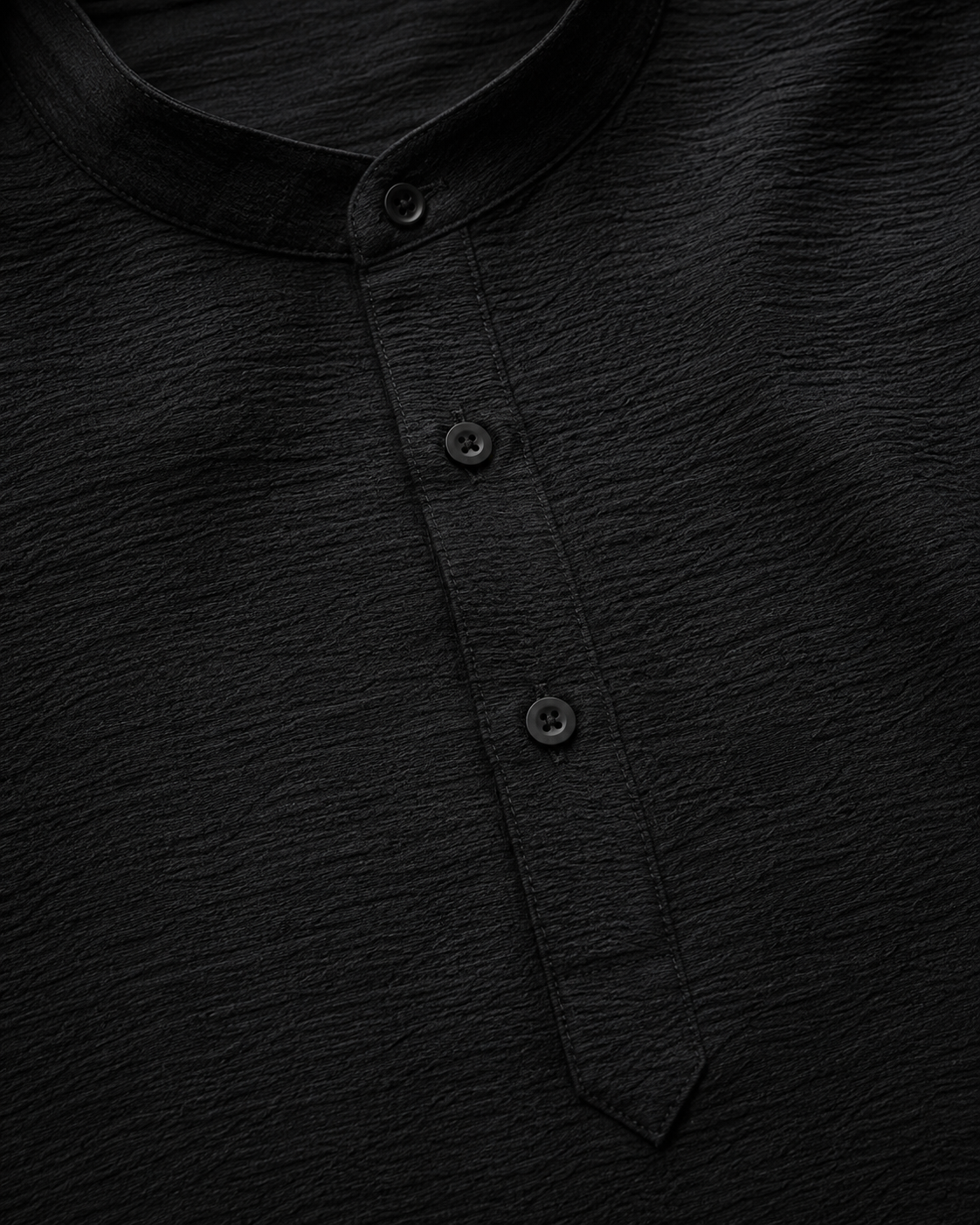Black Short Mandarin Collar Kurta