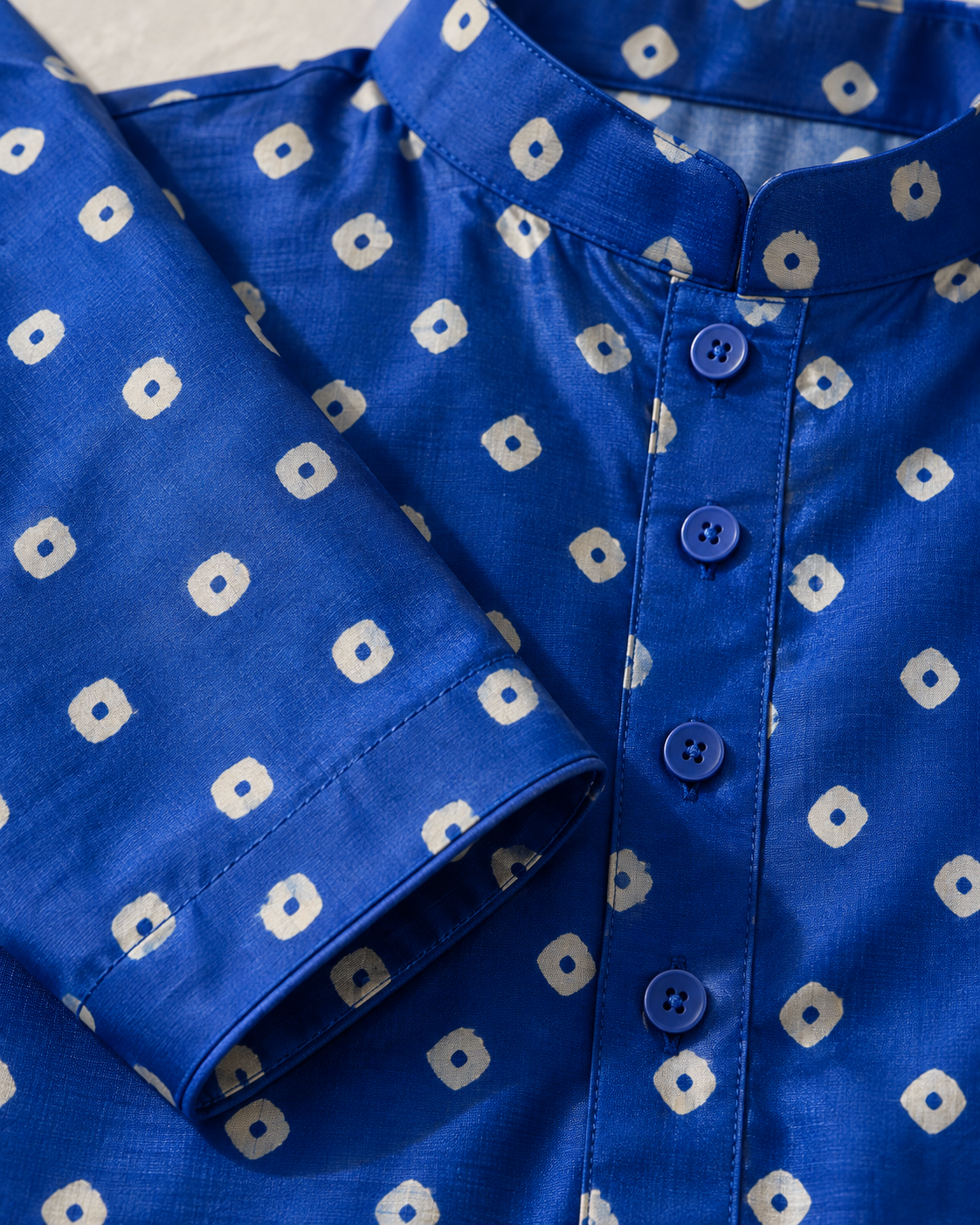 Cobalt Blue Long Mandarin Collar Kurta