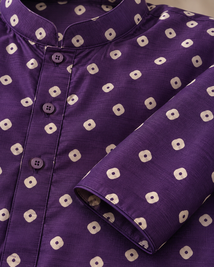 Purple Long Mandarin Collar Kurta