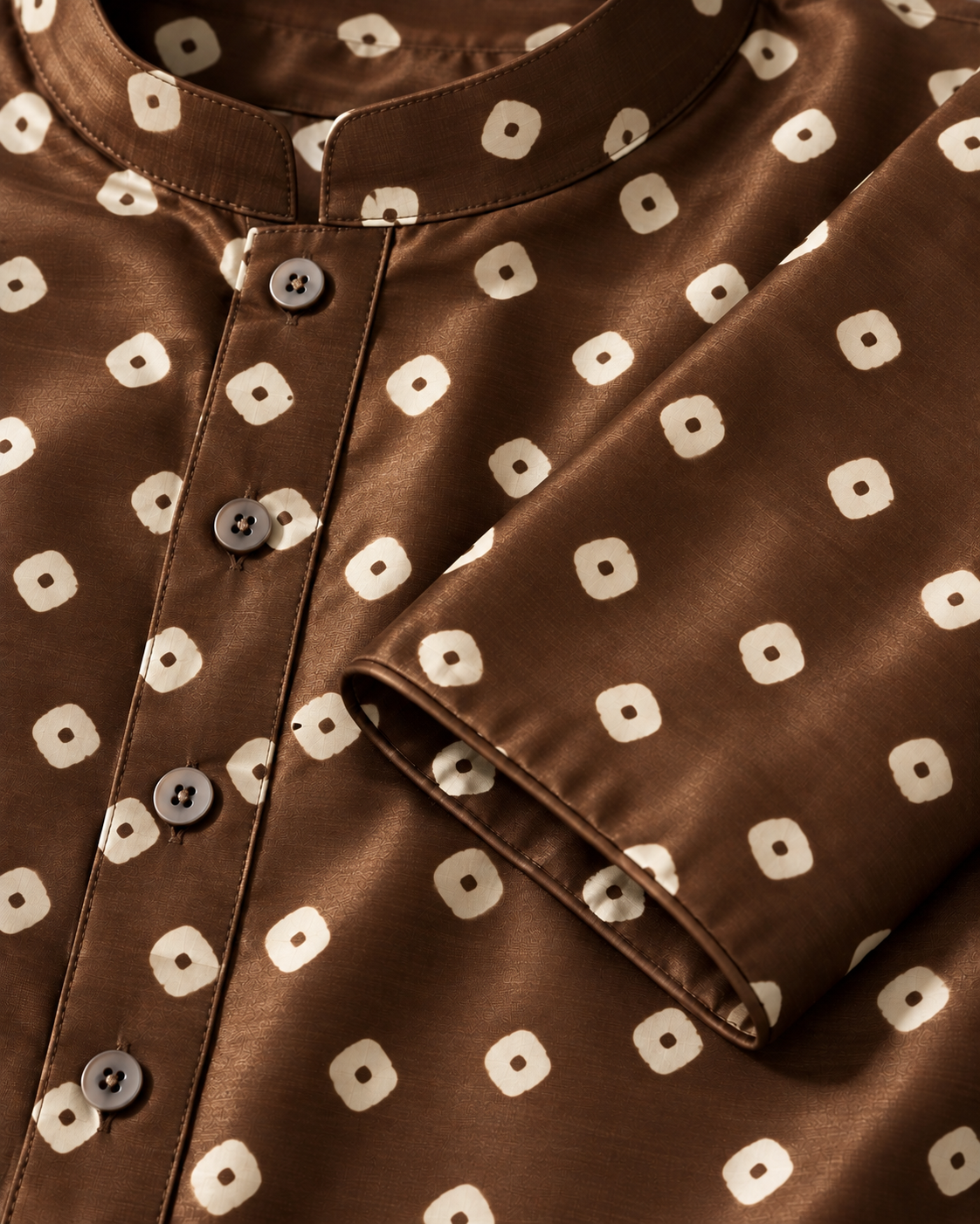 Chocolate Brown Long Mandarin Collar Kurta